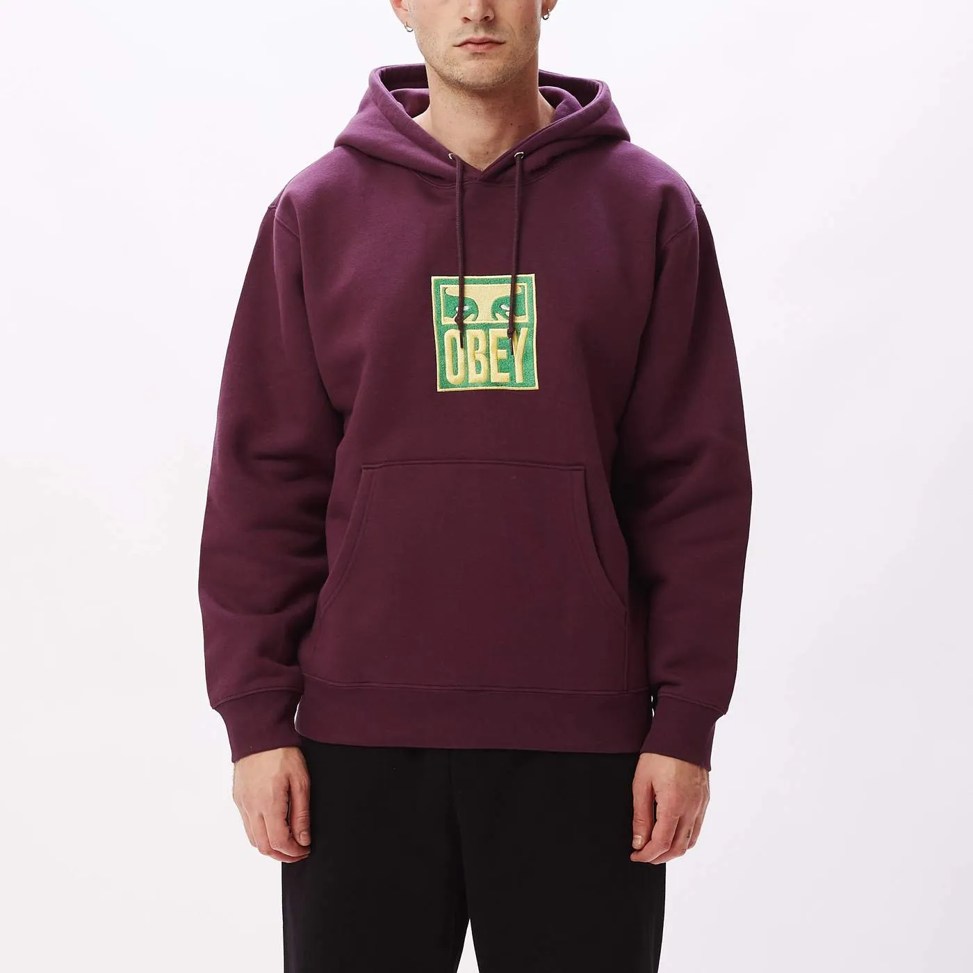 Obey Stack Pullover Hoodie Purple