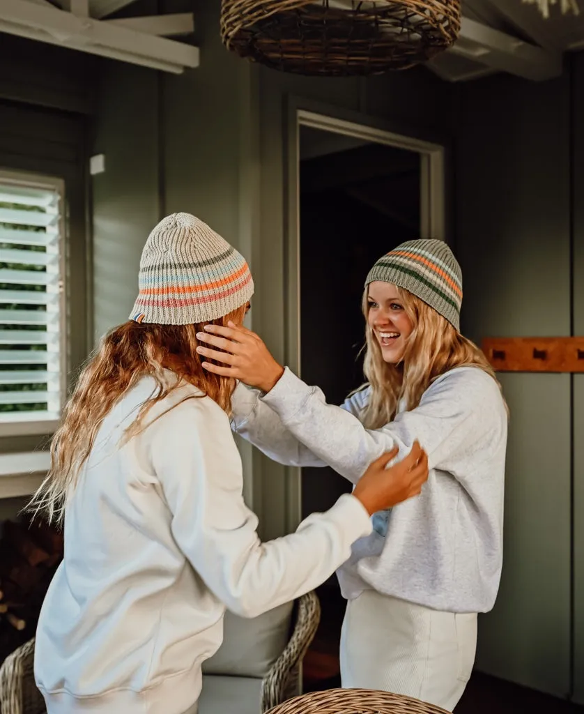 Organic Cotton Beanie Thin Stripe | Oatmeal