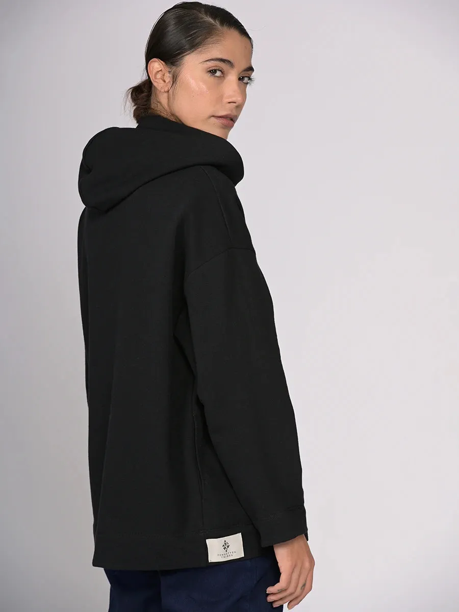 Organic Cotton Front Pleat Hoodie