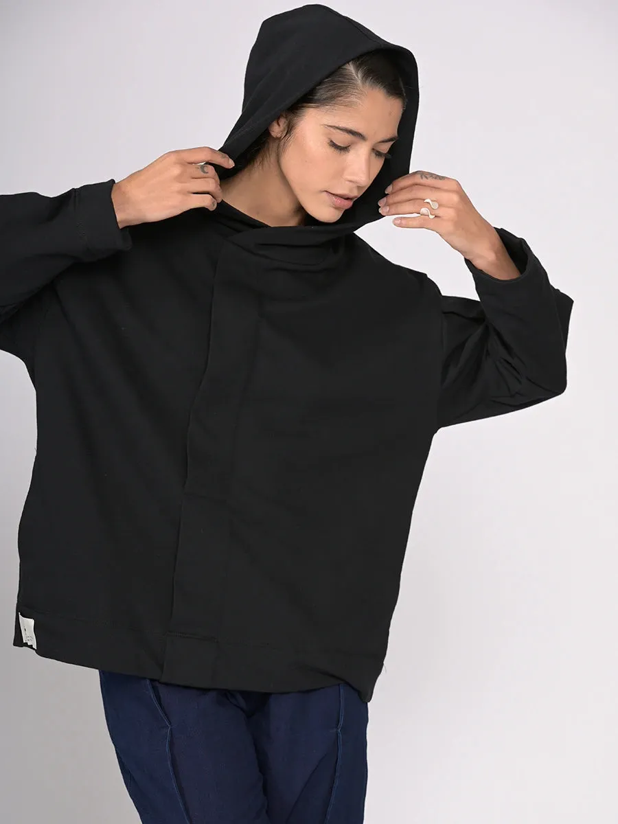 Organic Cotton Front Pleat Hoodie