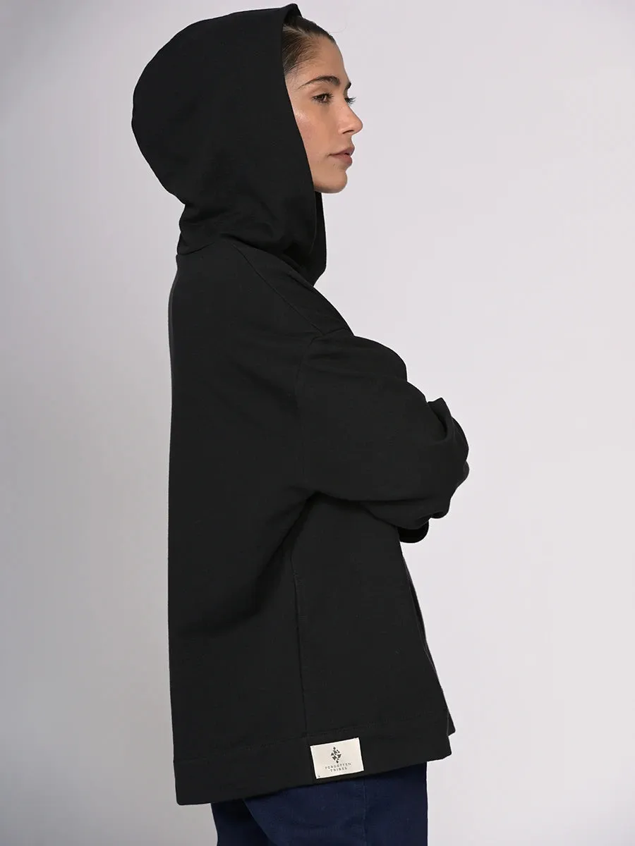 Organic Cotton Front Pleat Hoodie