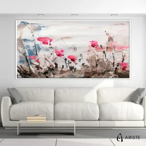 Pink & brown large abstract floral paintings made to order in a custom size