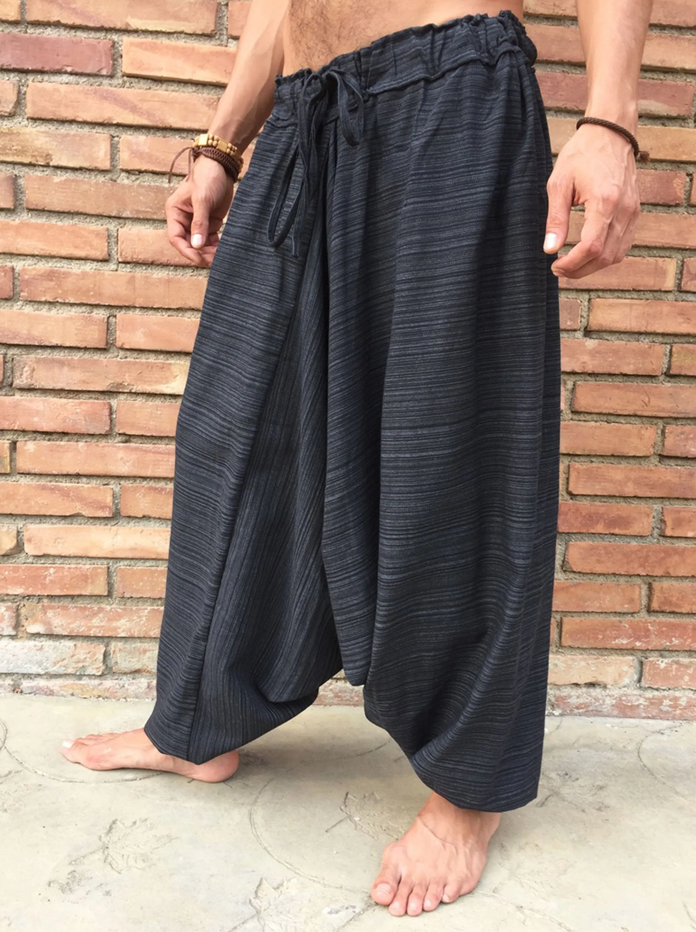 Pinstripe Boho Pants Black - Seconds