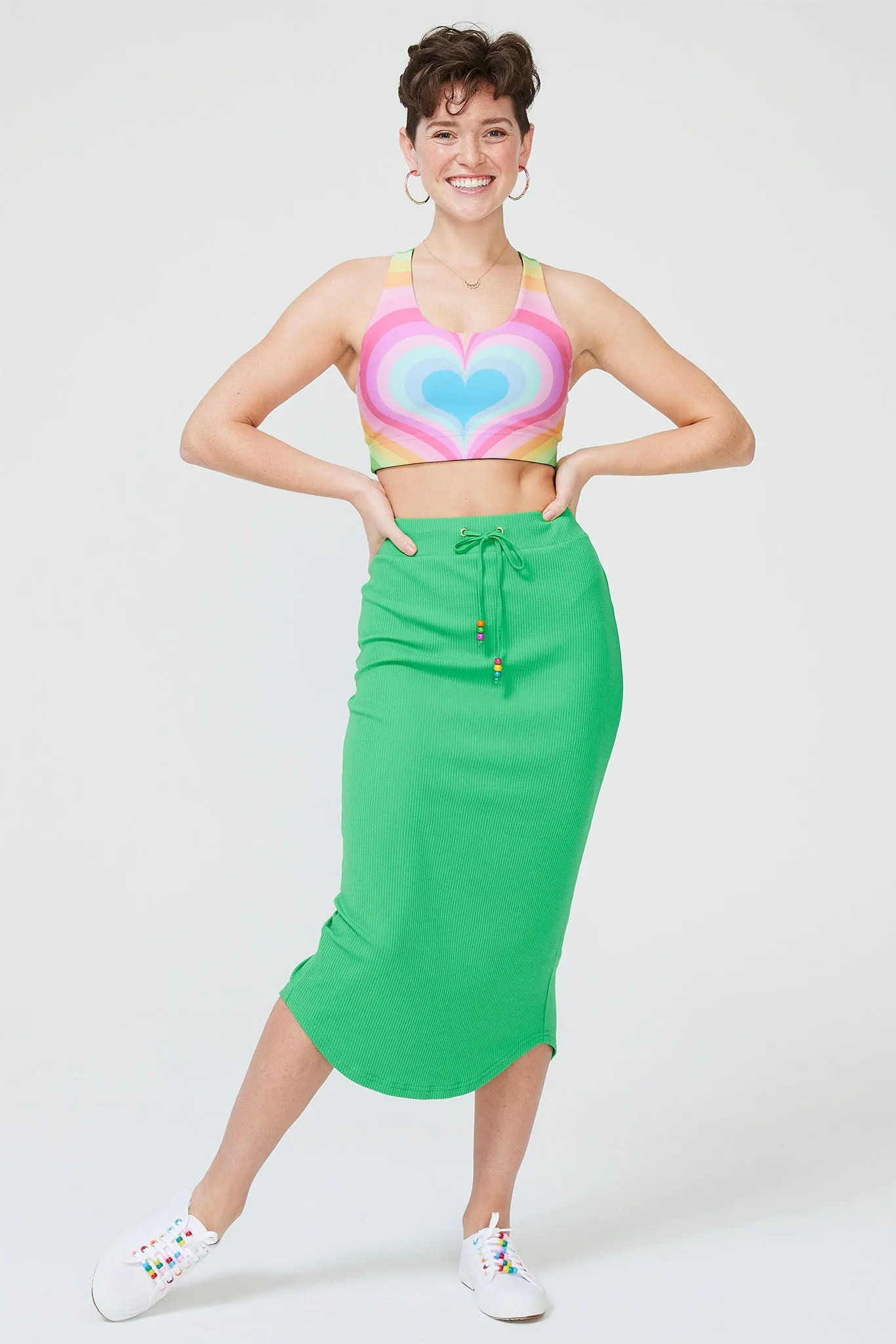 Rib Skirt in Spring Green