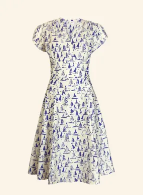 Rita Dress - Ivory Sailing Boats