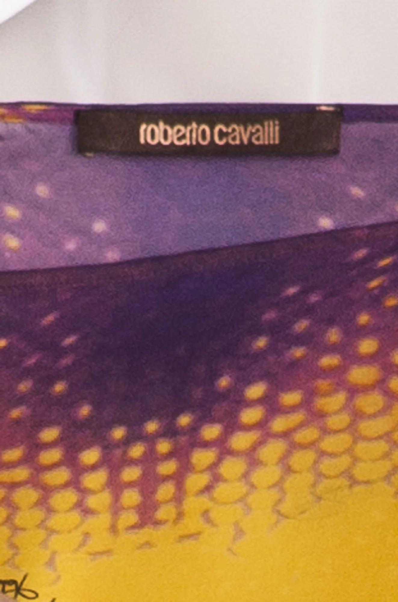 Roberto Cavalli  - Purple, Gold & Green Caftan Dress with Belt -