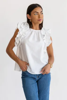 Ruffle Me Up White Top