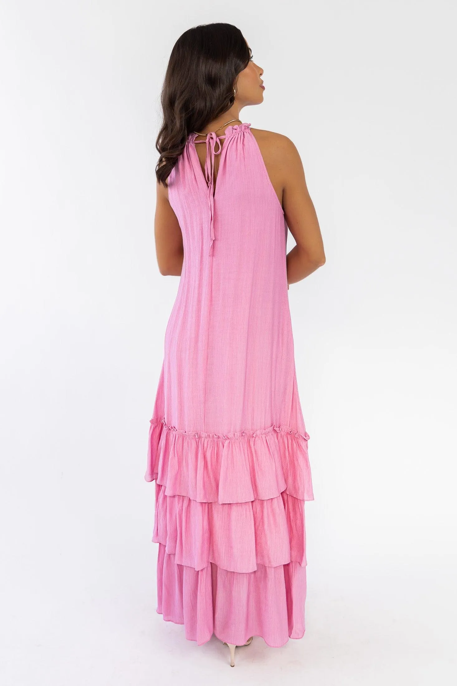 Seren Pink Halter Maxi Dress