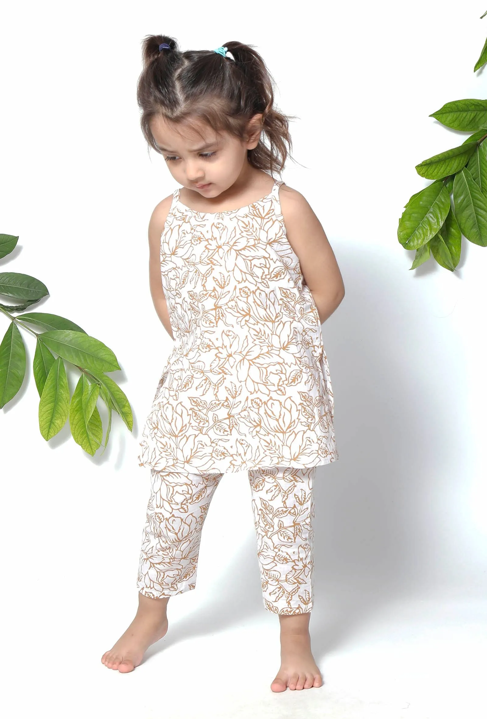 Set of 2 - Moana Brown Handblock Suit and Cotton Pants