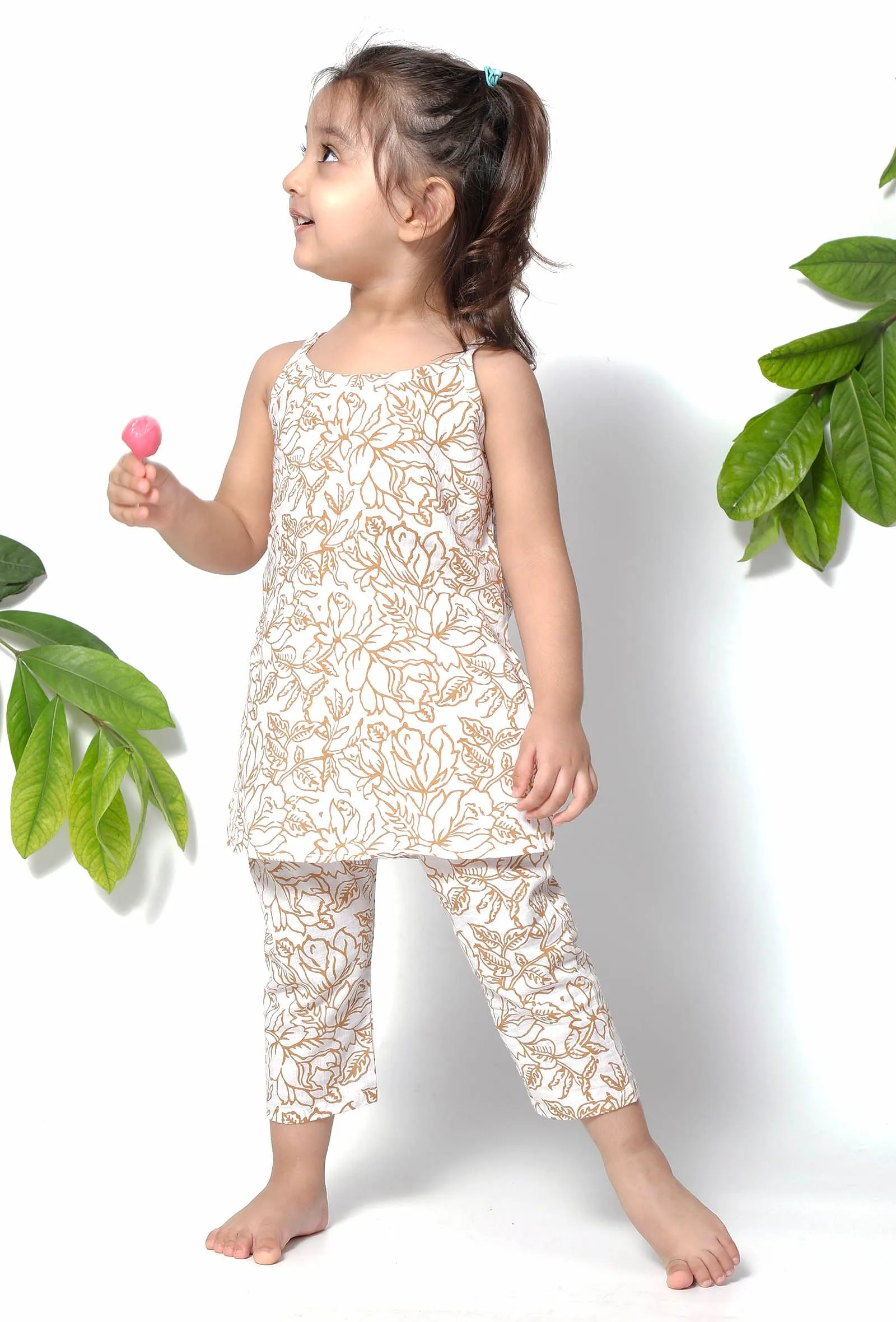 Set of 2 - Moana Brown Handblock Suit and Cotton Pants