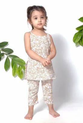 Set of 2 - Moana Brown Handblock Suit and Cotton Pants