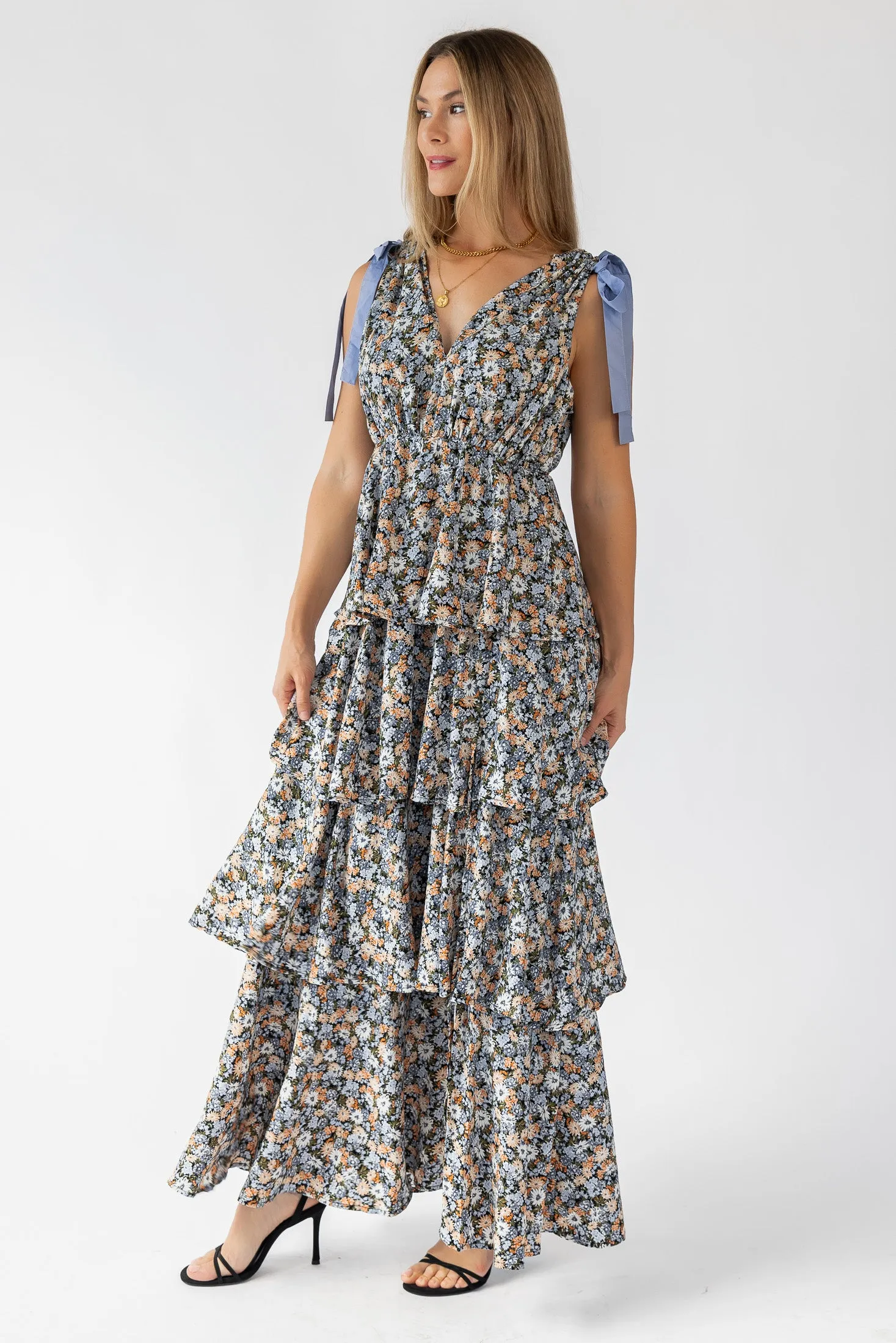 Shaina Black Floral Maxi Dress