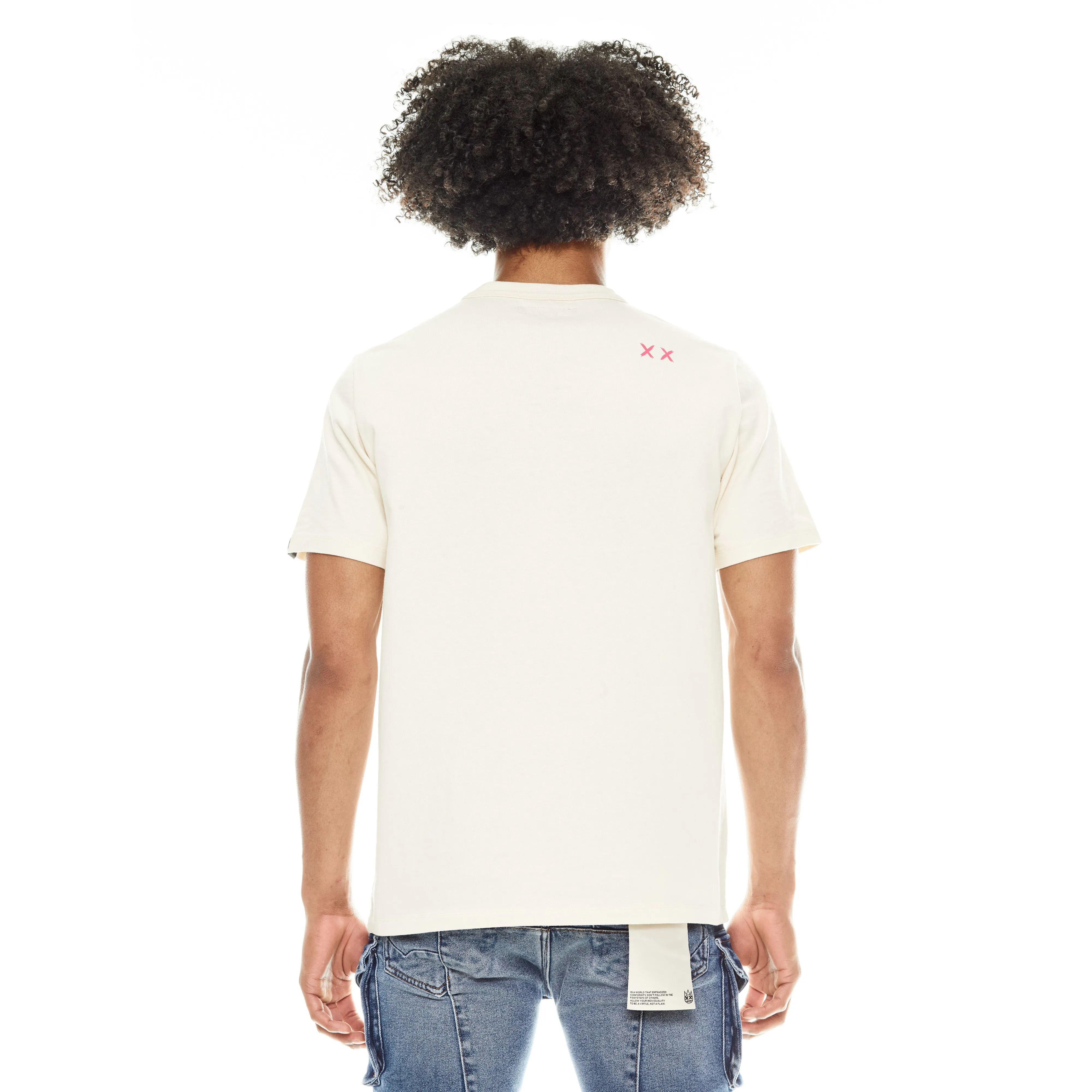 SHORT SLEEVE CREW NECK TEE "PASSPORT BOYS" IN WINTER CREAM