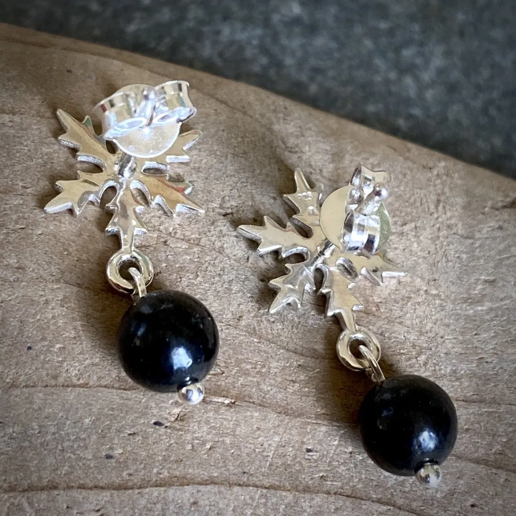 Shungite & Winter Snowflake Post Earrings, Holidays