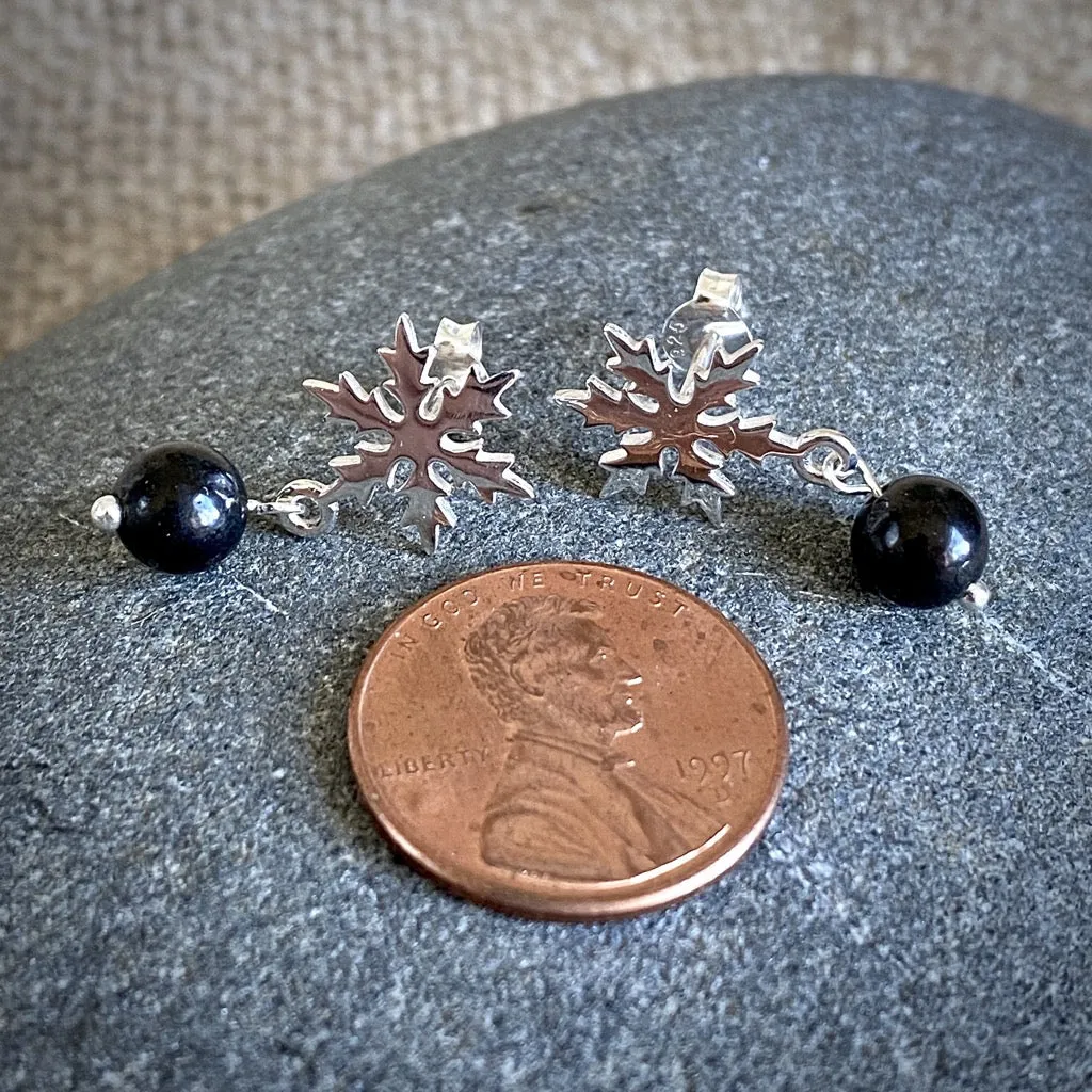 Shungite & Winter Snowflake Post Earrings, Holidays