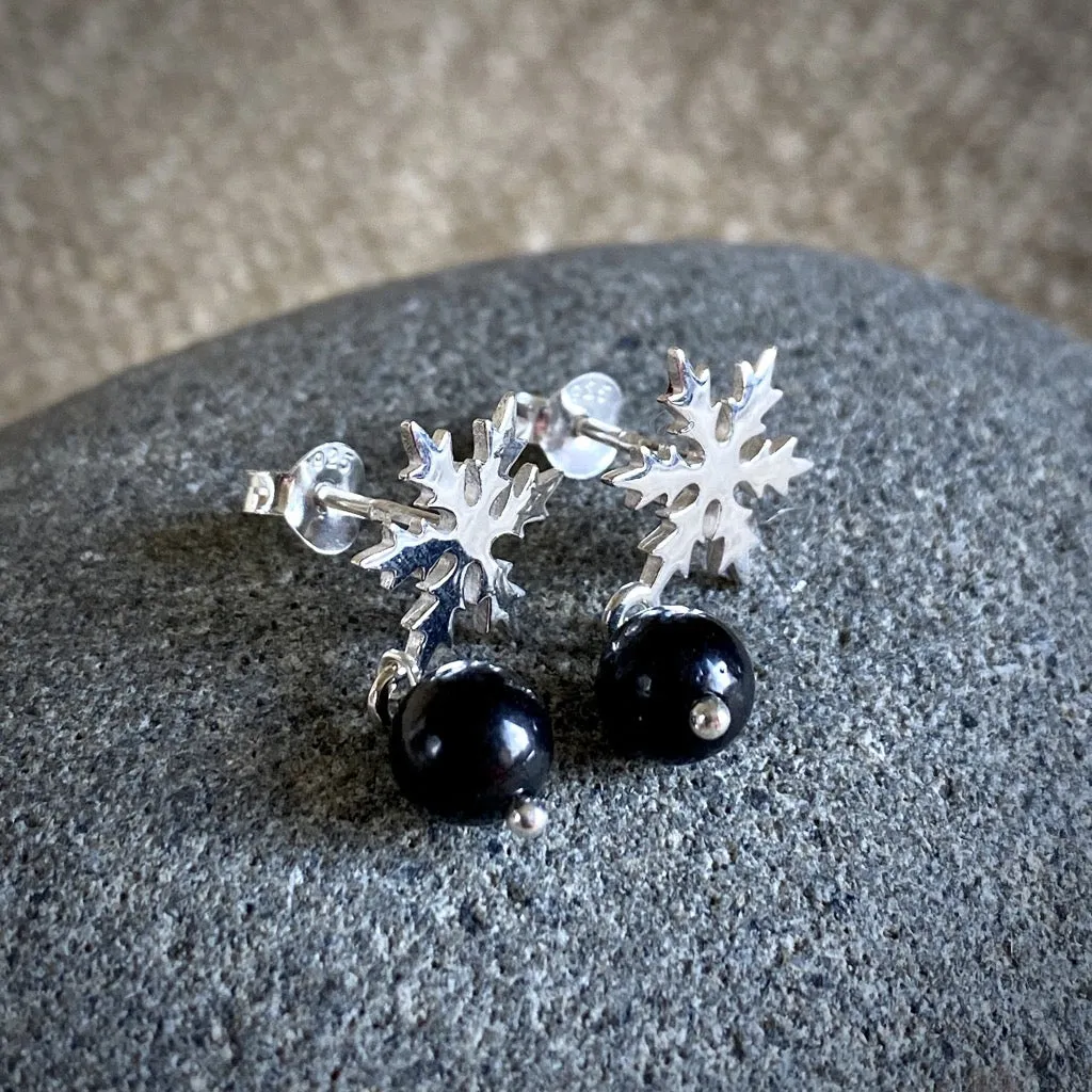 Shungite & Winter Snowflake Post Earrings, Holidays