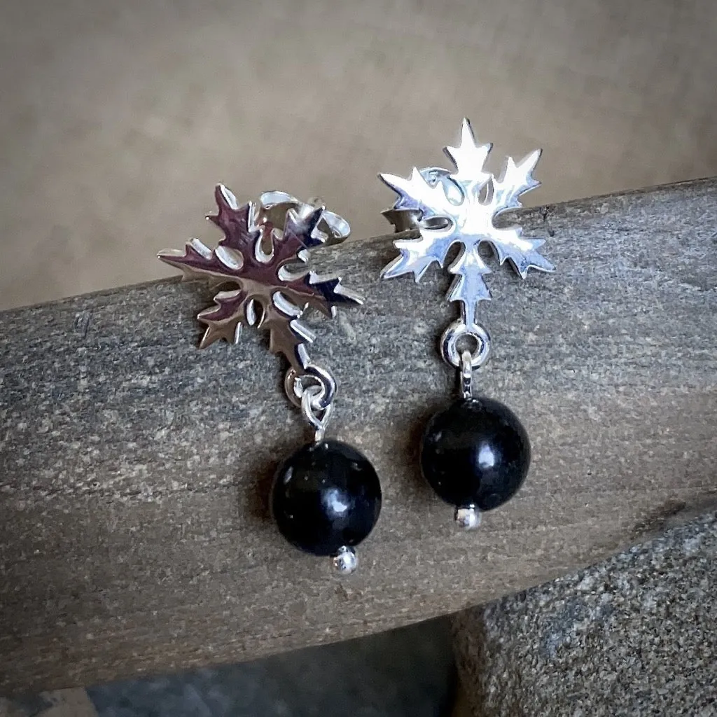 Shungite & Winter Snowflake Post Earrings, Holidays