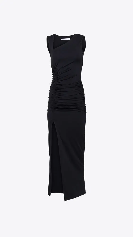 Side Gathered Dress - Black