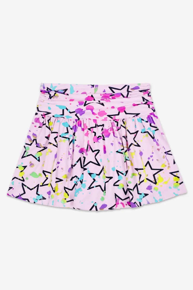 Simply Soft Shirred Waist Skort - Blush Splatter Star