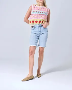 Sneak Peek Amy Bermuda Denim Shorts (Light Acid)