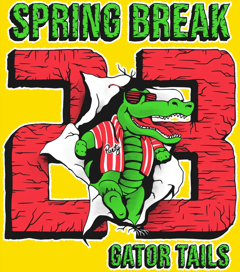 Spring Break Gator Tails Pocket Tee