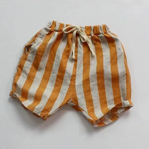 Striped Cotton Elastic Waist Shorts for Boys