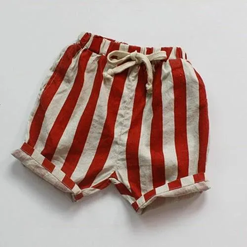 Striped Cotton Elastic Waist Shorts for Boys