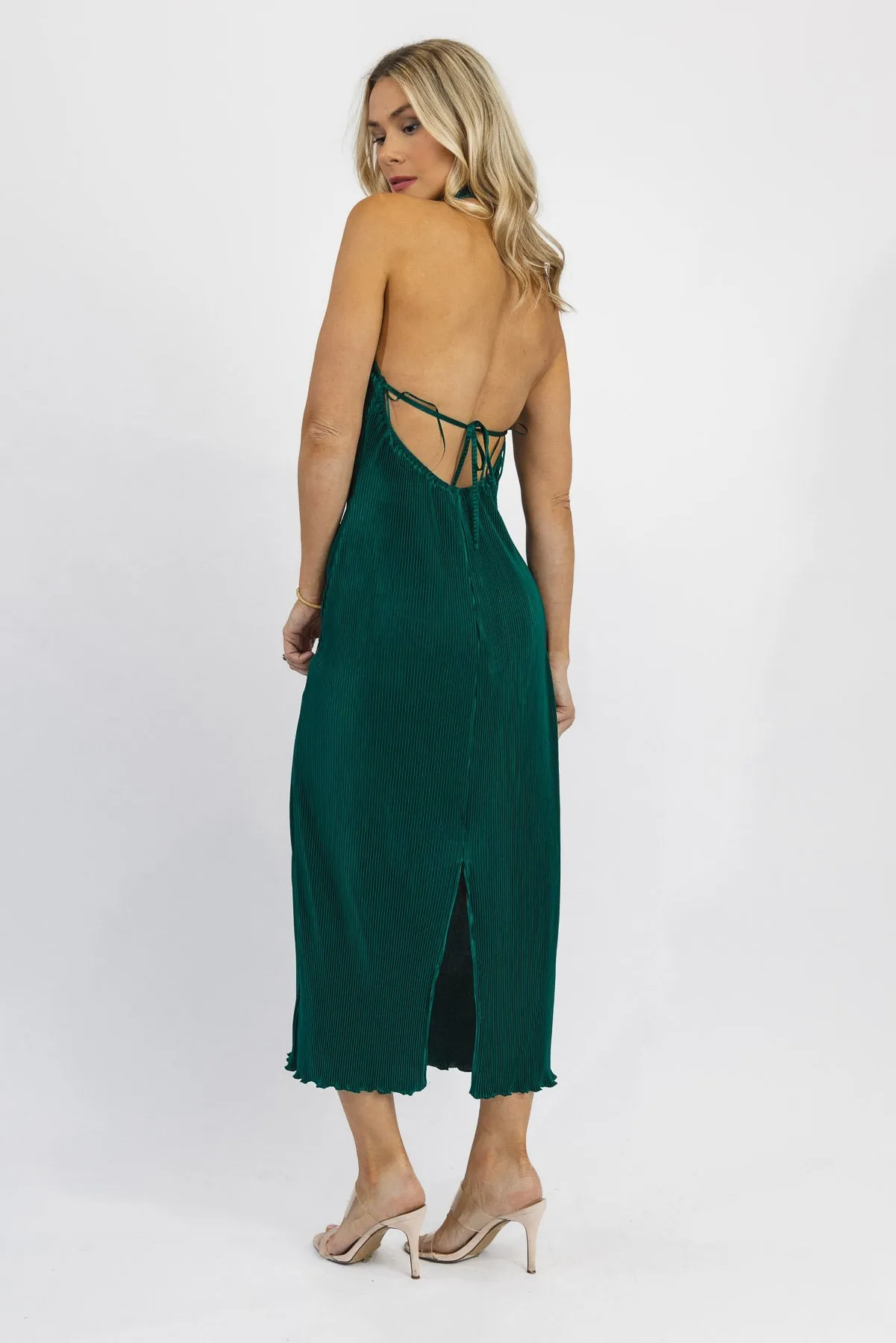 Sunset Secret Green Halter Midi Dress - Final Sale