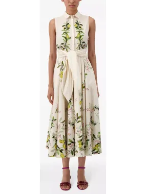 Women’s Belted Floral-Print Sleeveless Midi Dress