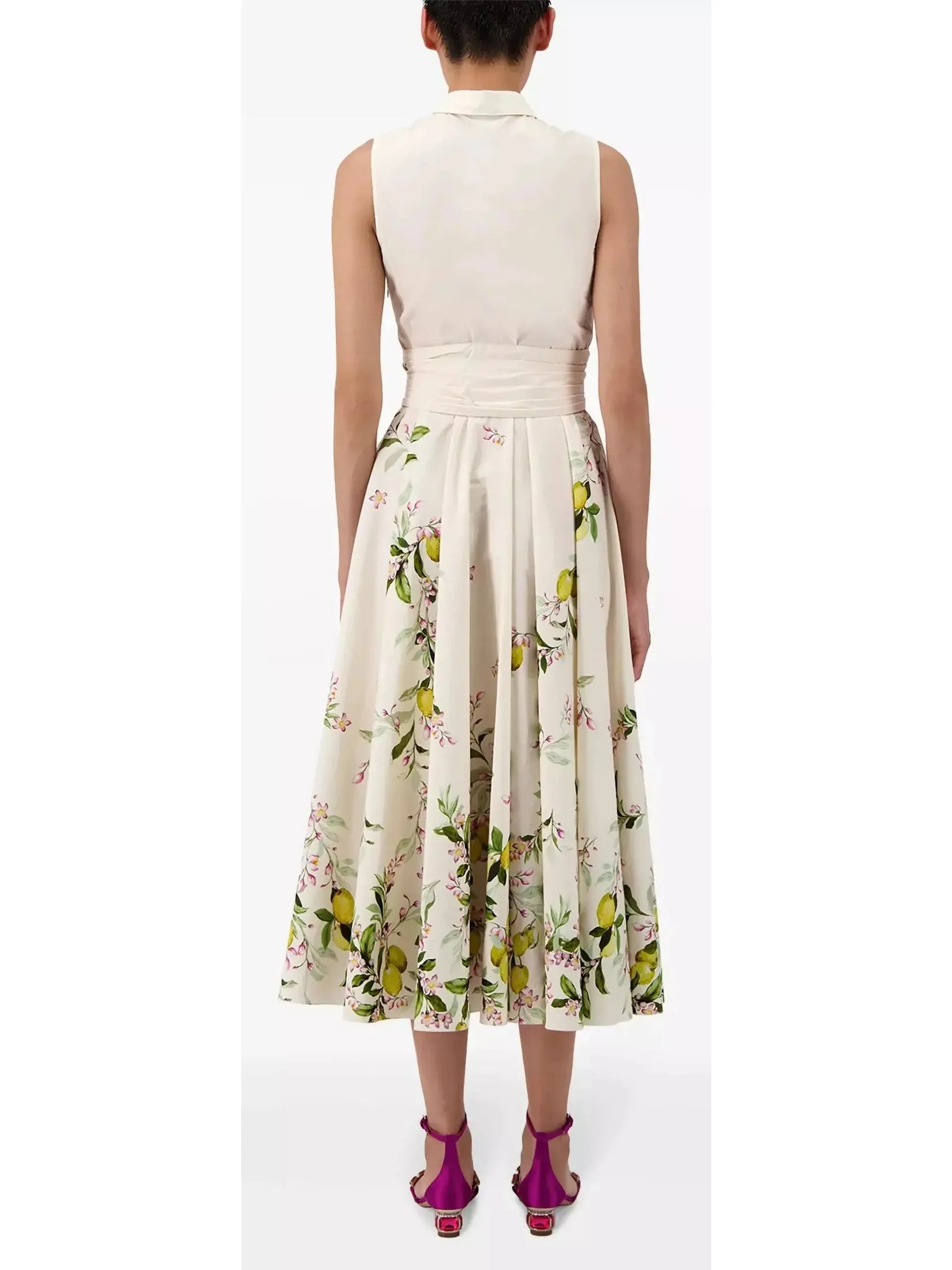 Women’s Belted Floral-Print Sleeveless Midi Dress