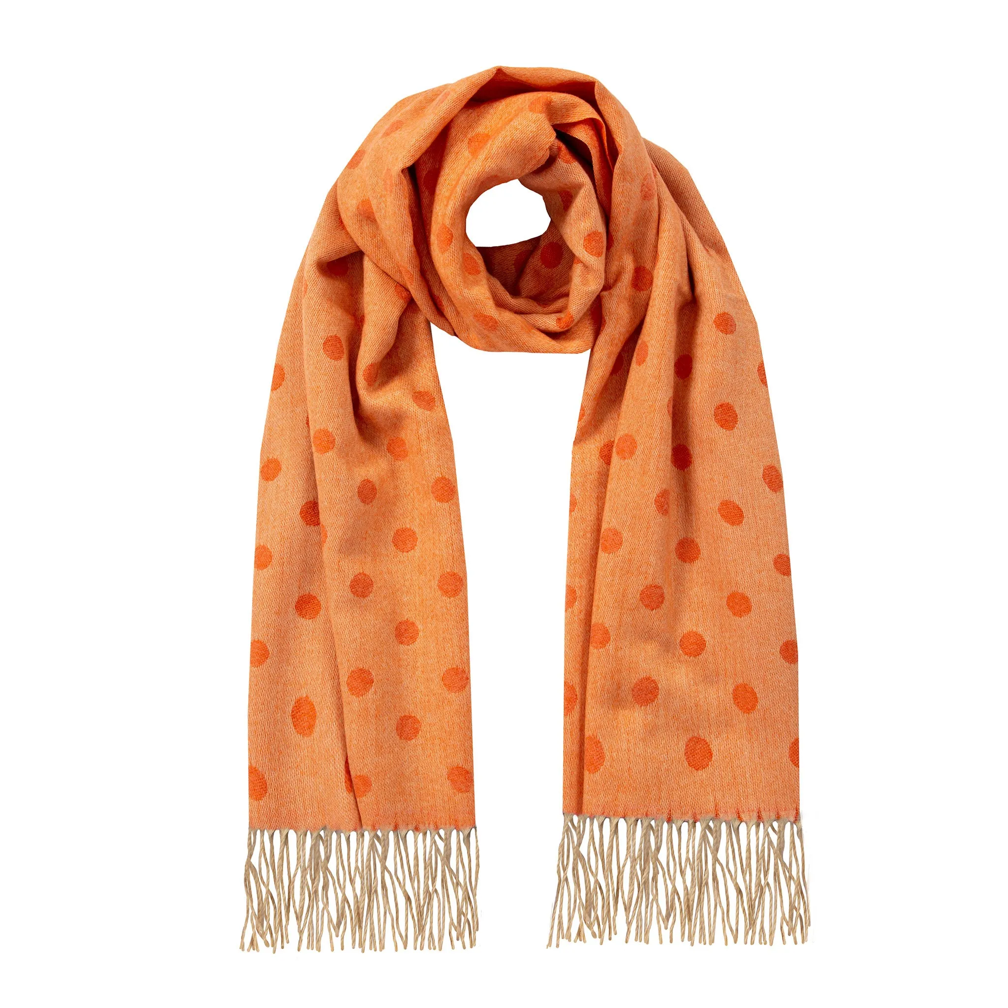 Women’s Reversible Polka Dot Scarf with Tassels