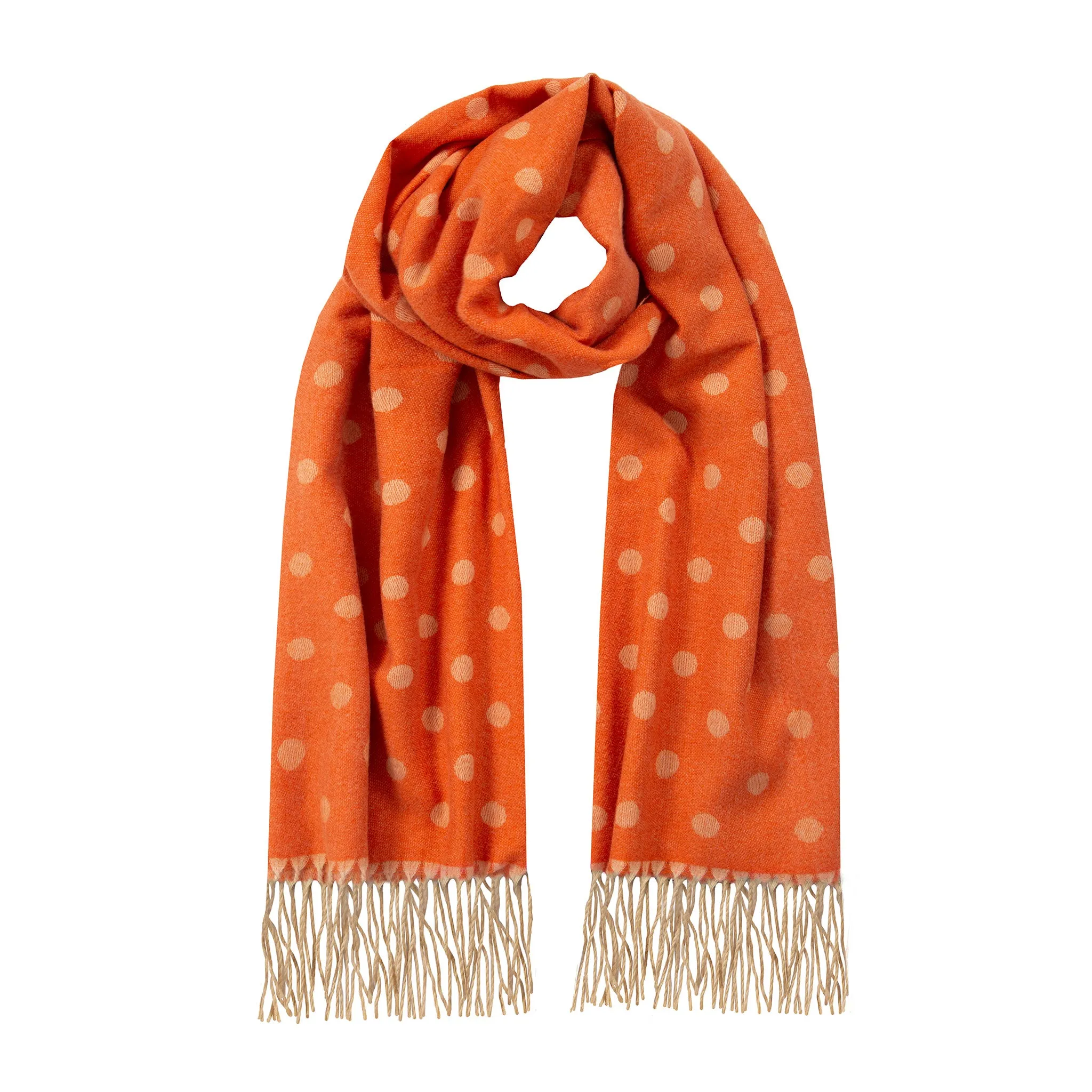 Women’s Reversible Polka Dot Scarf with Tassels