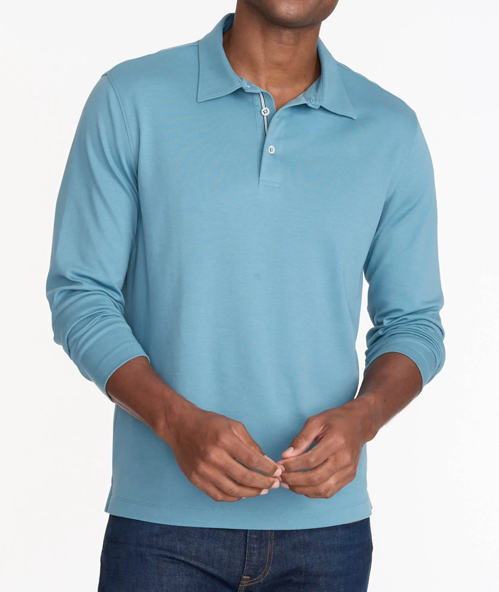 Wrinkle-Free Damaschino Long-Sleeve Polo - FINAL SALE