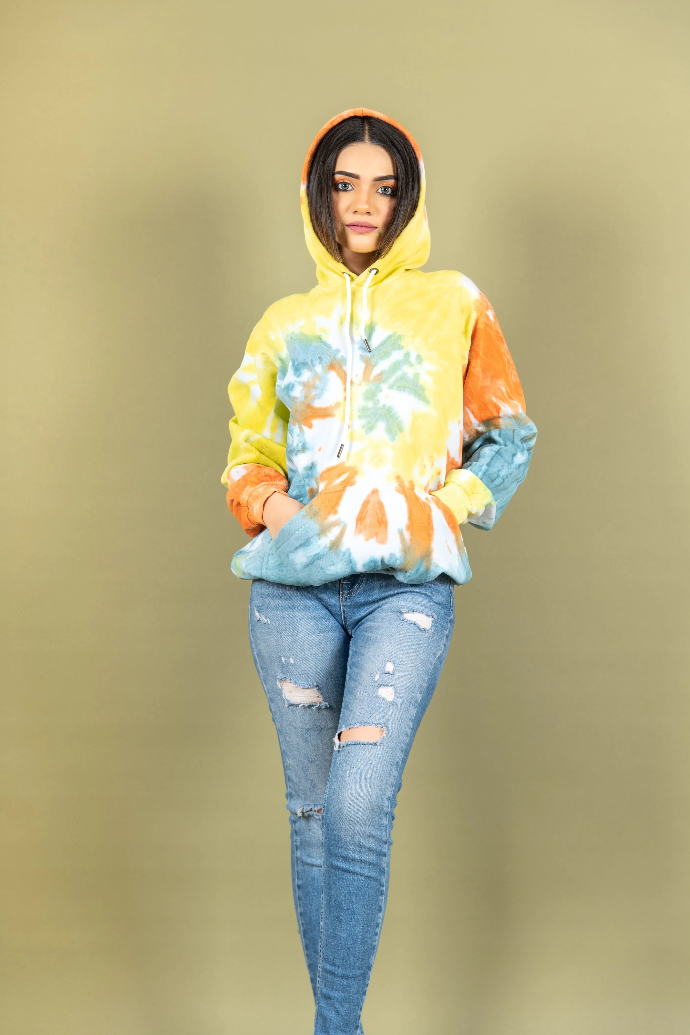 Yellow Zeppelin Tie and Dye Hoodie